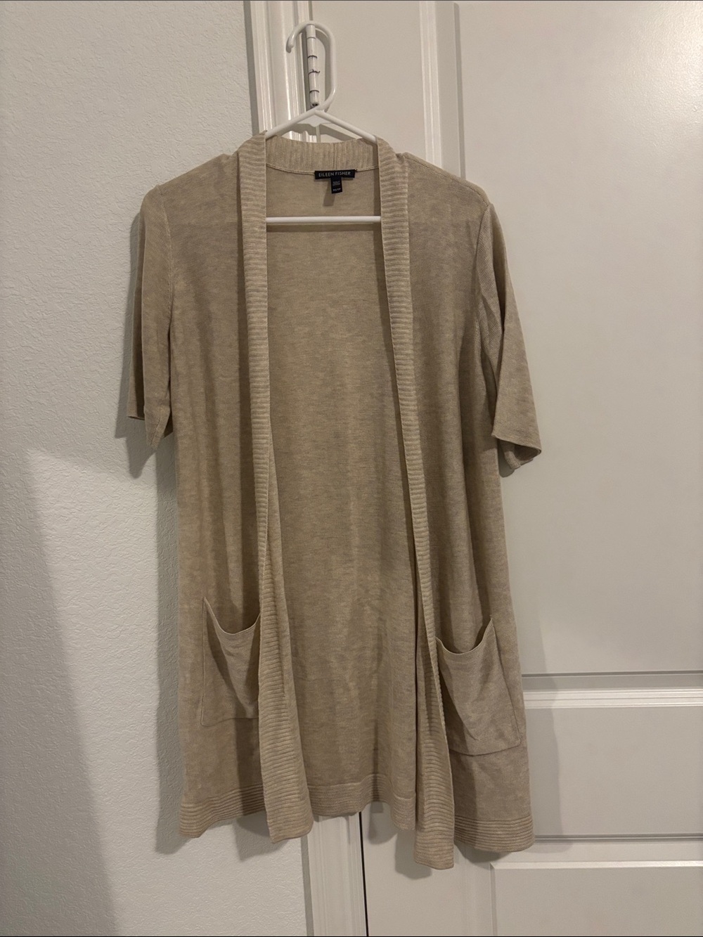 Eileen fisher xs Open-Front Short Sleeve Cardigan with Pockets